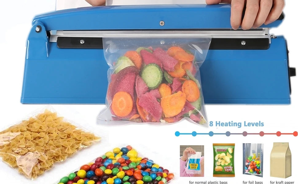 Impulse Bag Sealer Electric Food Heat Sealing Machine for 11 inch Plastic Bags Portable Household Kitchen Packaging Machine
