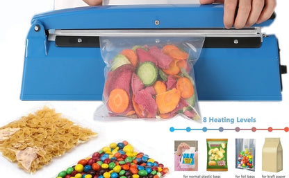 Impulse Bag Sealer Electric Food Heat Sealing Machine for 11 inch Plastic Bags Portable Household Kitchen Packaging Machine