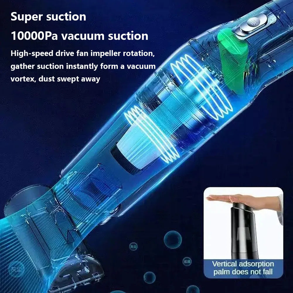 Handheld Vacuum Cleaner Rechargeable Portable Vacuum Cleaner Car & Home Dual Purpose Wireless Dust Catcher Pet Hair 10000PA 120W Powerful Suction  for cleaning carpets, seats, and floors