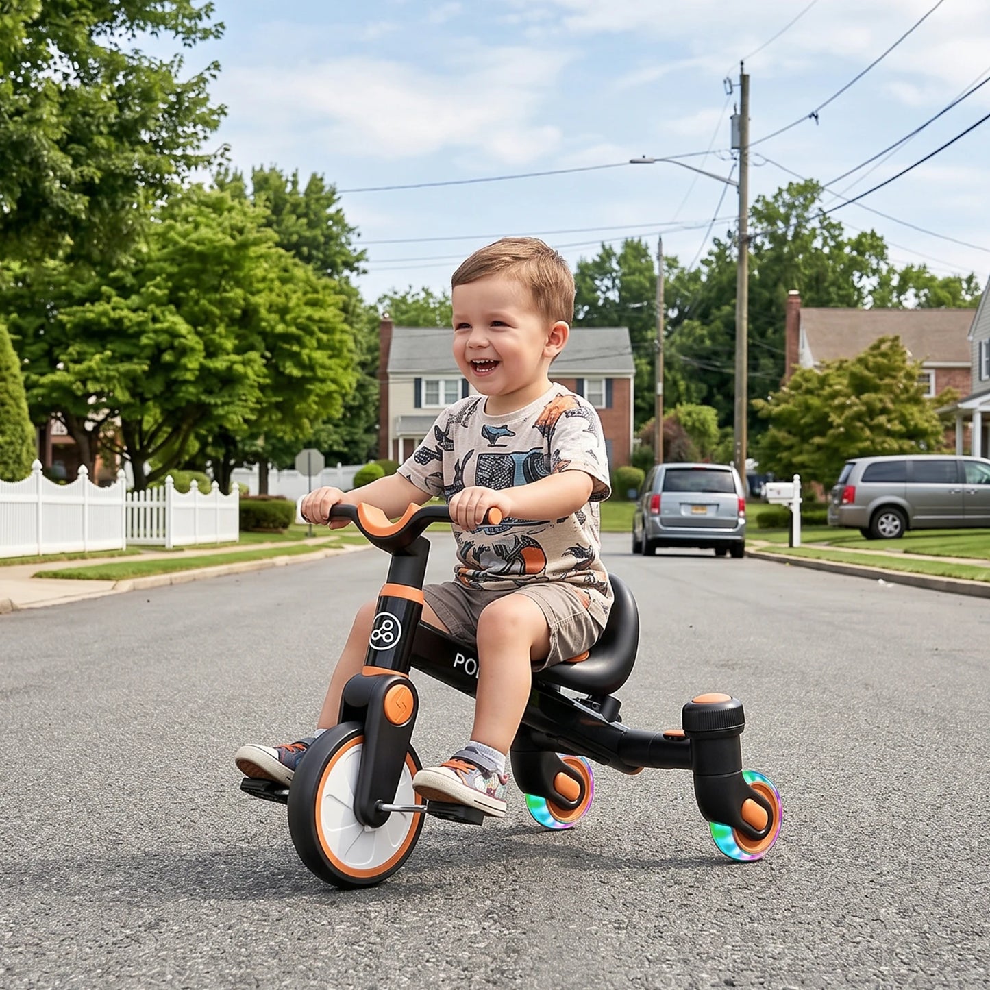 3-in-1 Toddler Tricycle for 1.5-5 Years Old, Drift Trike with 360° Spin, Light Up Wheels, Adjustable Seat, Toddler Bike for Boys Girls