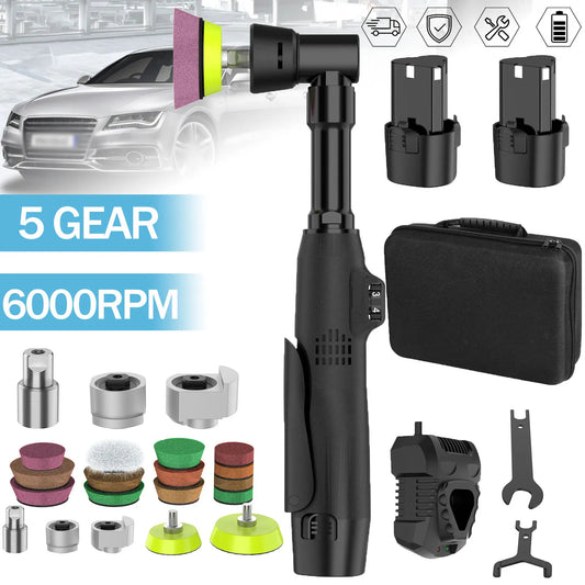 12V Cordless Mini Car Polisher Detailing Wireless Car DA & RO Polishing Machine Pades Kit For Auto Wax, Adjustable 5 Speed