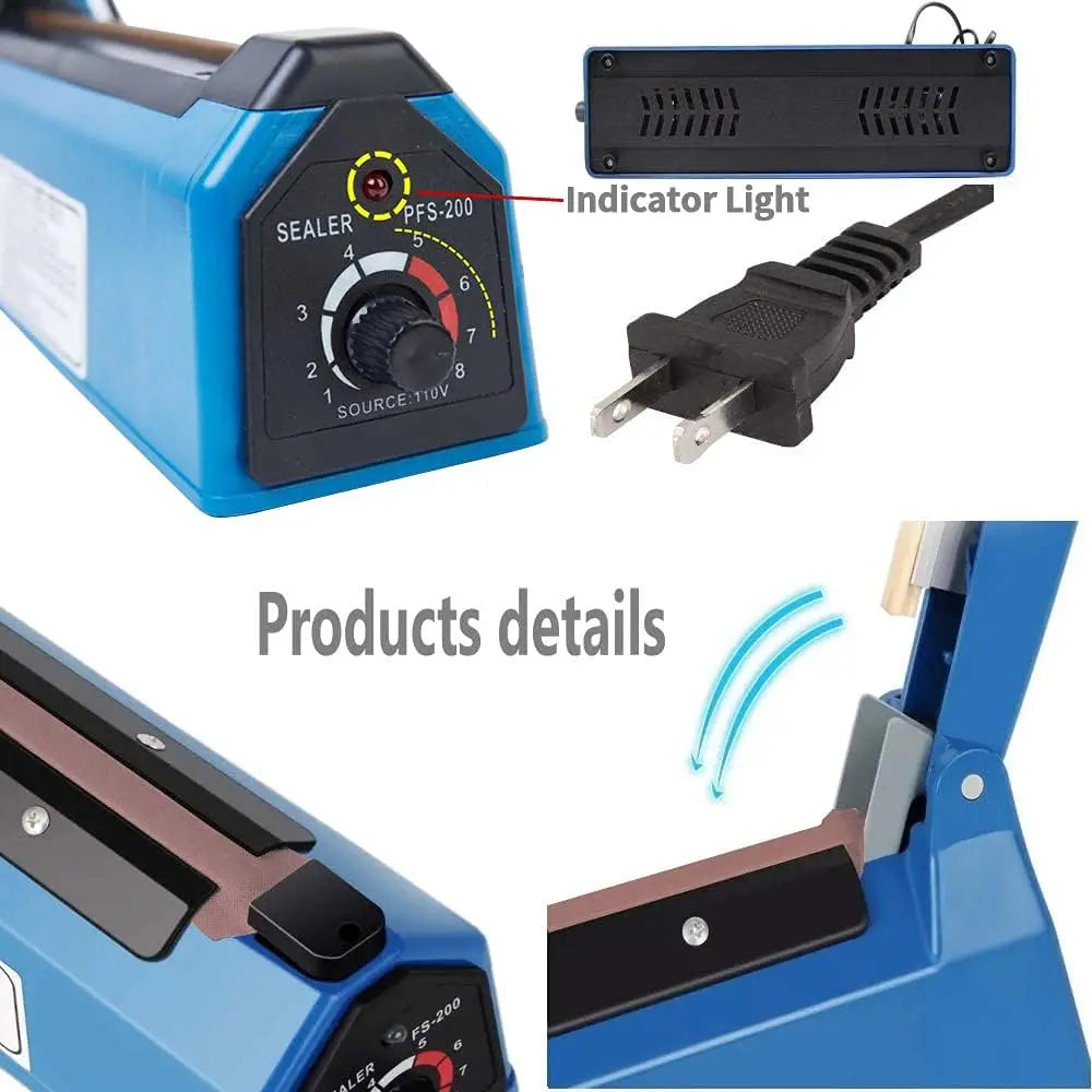 Impulse Bag Sealer Electric Food Heat Sealing Machine for 11 inch Plastic Bags Portable Household Kitchen Packaging Machine