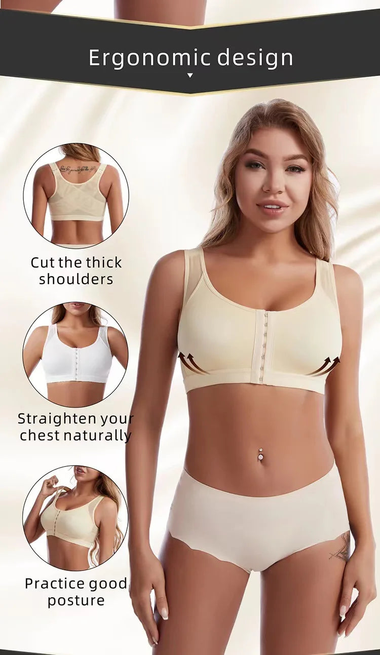 Large Size Front Closure Bra Wire Free Vest Brassiere Intimates Women's Push Up Bralette Underwear Female Unlined Bras Lingerie