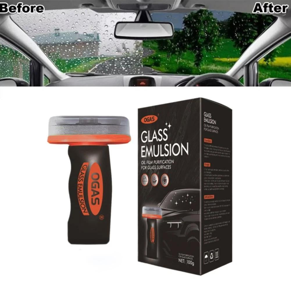 Handheld Glass Emulsion Oil Film Remover Car Windshield Cleaner For Front/Side/Rear Windows Rearview Mirror Auto Glass Cleaning