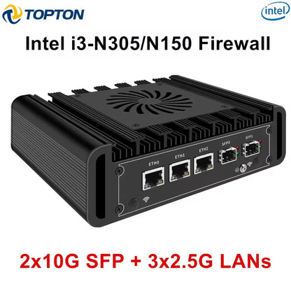 Topton Metal VPN 2x 10G SFP+ Firewall Mini PC 3x 2.5G NICs i226-V Intel i3 N305 N300 N150 DDR5 NVMe Proxmox OpenWrt Home Server