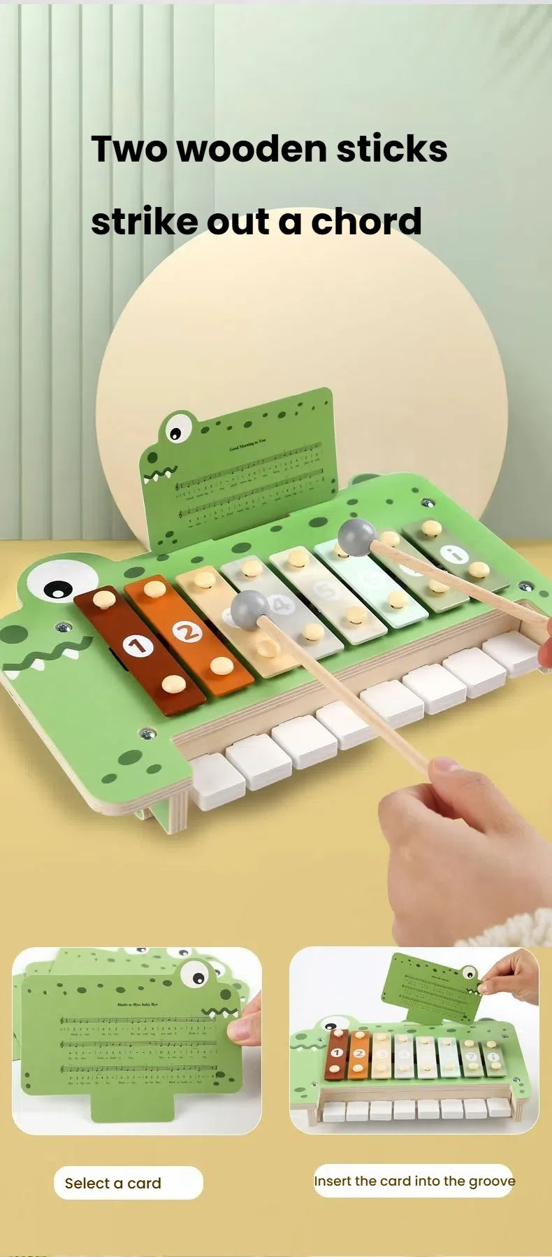 Baby Musical Instruments Montessori Wooden Toys,Percussion Xylophone Set for Toddlers,Preschool Educational Gifts