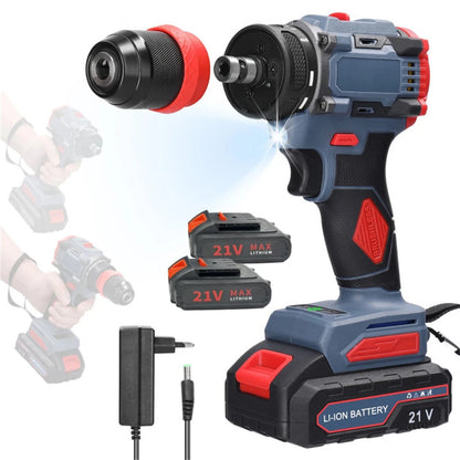 55N.M Brushless Electric Drill Screwdriver 2 IN 1 Handheld Cordless Impact Drill Woodworking DIY Power Tool With 2PCS Battery