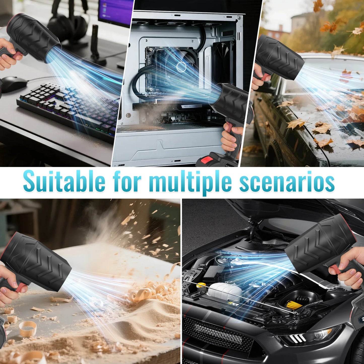 Electric Turbo Fan Blowers Dust Removal Air Blower Cordless Turbo Blower Jet Handheld Power Tools for 21V Makita Lithium Battery