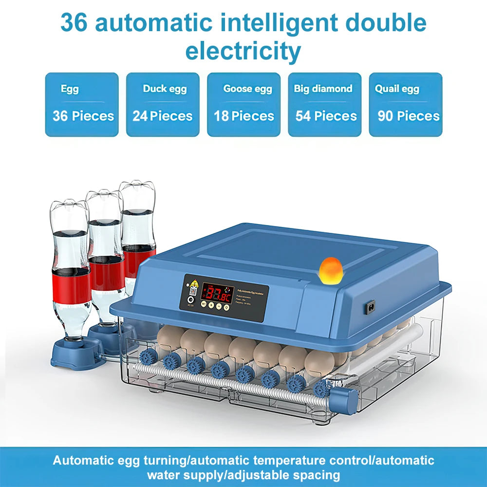 220V Mini Digital Egg Incubator with Auto Egg Turning, Low Noise Fan & Heat Insulation Cover for Chicken Duck Quail Pigeon Bird Eggs, Farm & Educational Hatching Machine