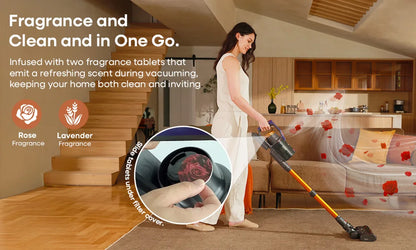 Erabros EV7 Cordless Vacuum Cleaner,70KPa Suction,550W Motor,70Min Runtime,Charging Storage Base,Stick Vacuum with Aroma Design