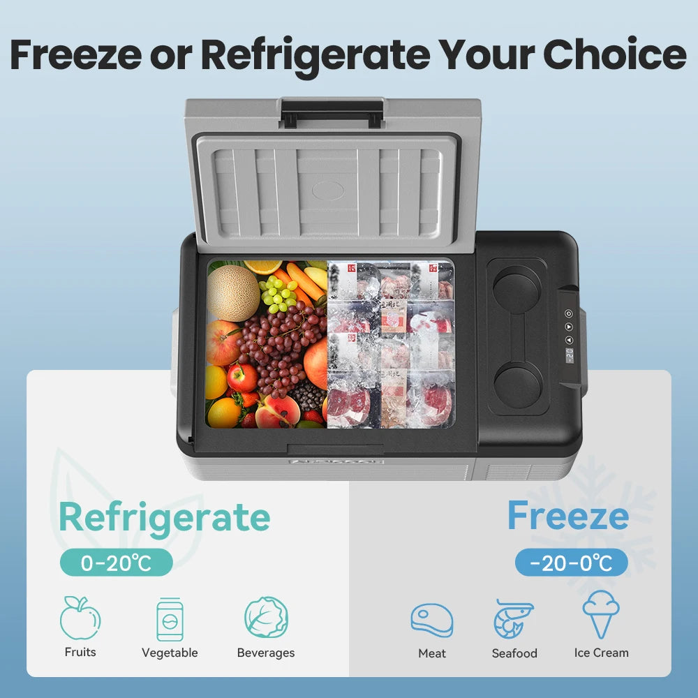 Alpicool CL15 15L Car Refrigerator 12V Compressor Fridge Mini Freezer 12/24V DC 100-240V AC Portable Cooler for Camping Travel