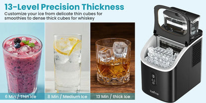 LOEFME Portable Ice Maker Machine 15kg/24h 6-13 Mins Quick Ice 16pcs Ice Cubes Countertop Ice Machine for Home Kitchen Party RV