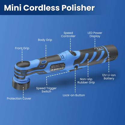 Cordless 12V Mini Car Polisher Machine Wireless Car Polishing Machine 1/2/3 Inch Pads Kit For Auto Waxing