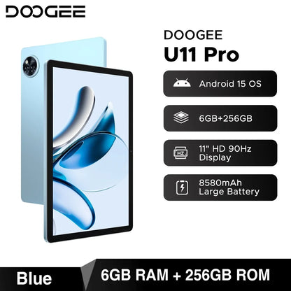 Global Version DOOGEE U11 Pro Android 16 Tablet 30GB(6+24) 256GB 11" HD 90Hz Display 8580mAh Battery Unisoc T7200 Widevine L1