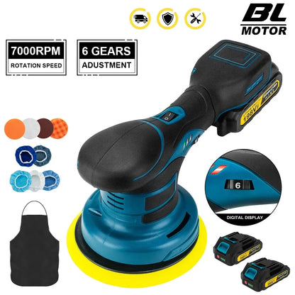 Brushelss Car Polisher 6 Gears Cordless Electric Polishing Machine Metal Waxing Wood Grinding For Maktita 18v Battery Pin