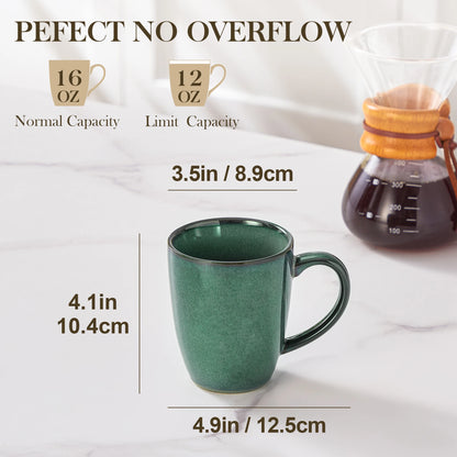 vancasso 4/8 pcs Stoneware Coffee Cups 12Oz 16Oz Starry Coffee Mugs Reflect Glaze Green and Blue with Handle for Tea/Coffee/Coco