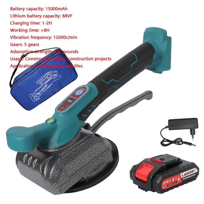 DWiusty 200KG Cordless Tile Tiling Machine Enlarged Suction Cup Tile Paving Tiles Vibrator 5 Gear Floor Vibrator Leveling Power Tools