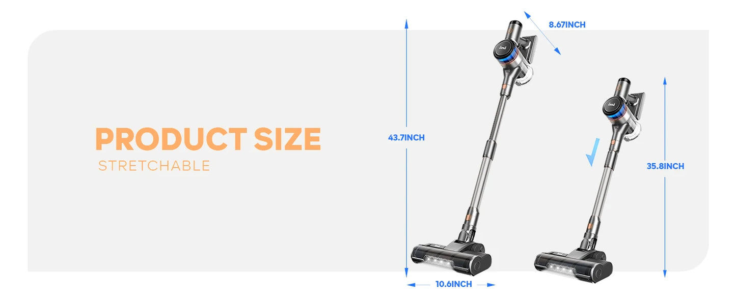 Inse S9 cordless vacuum cleaner, 75KPa, 1L tank, LED display, ideal animal hair and Carpet