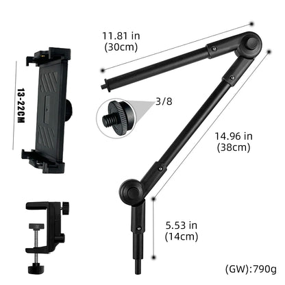 Xb08 Metal Tablet Stand 360 °   Rotating Long Arm 10kg Heavy-Duty Bedside Desktop Lazy Stand Compatible with iPad 4.6~ 12.9inch and Mobile Phones