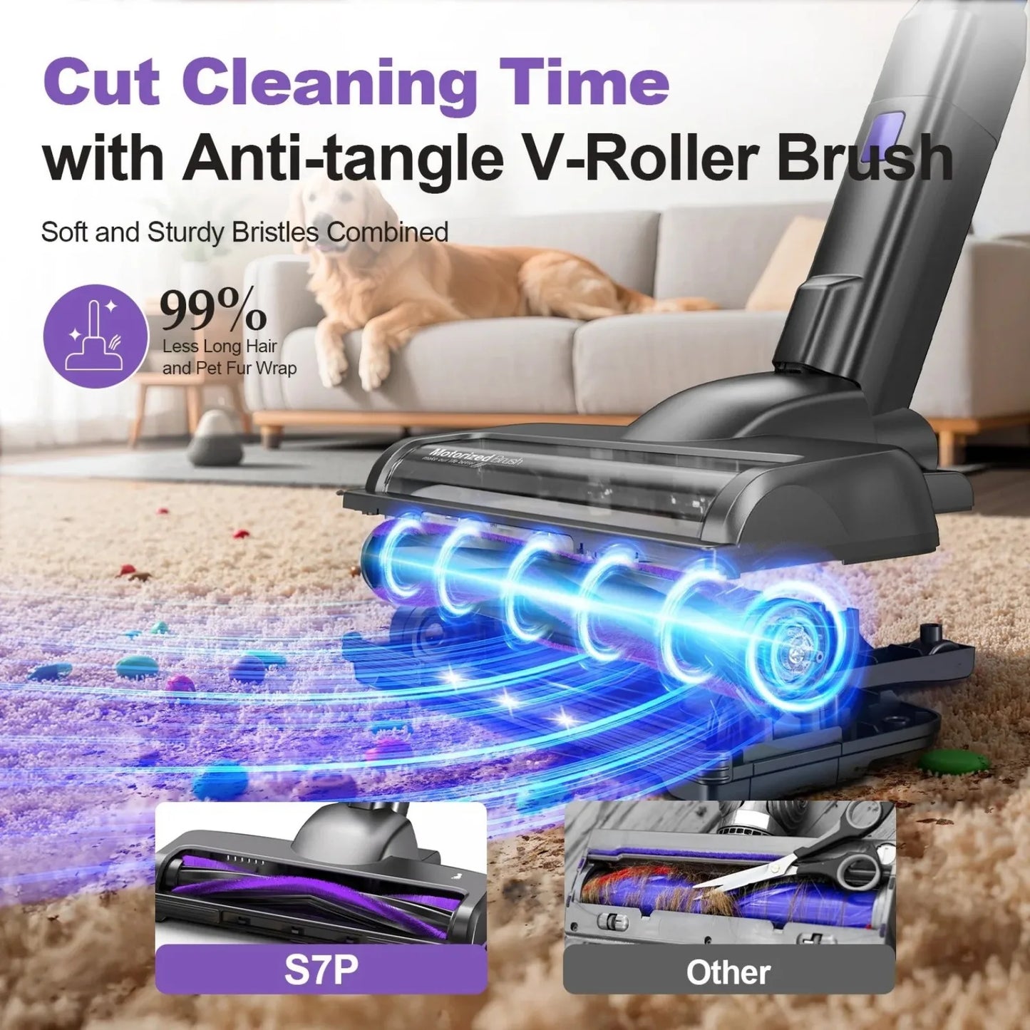 Inse S7P Cordless Vacuum Cleaner, 60KPa, 1.3 L Dust Cup, Removable Battery, for Pet Hair, Carpet, Hard Floors