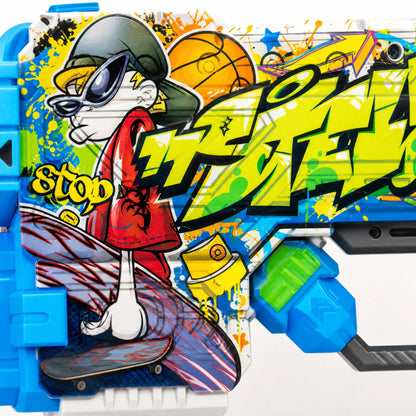 Foam Dart Launcher with Urban Graffiti Design - Save by Buying More, Manual Toy Gun for Kids, Outdoor Action Game