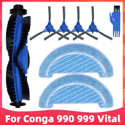 Replacement For Cecotec Conga 990 Vital / Conga 999 Vital Robot Vacuum Cleaner Spare Parts Main Side Brush Hepa Filter Mop Rag