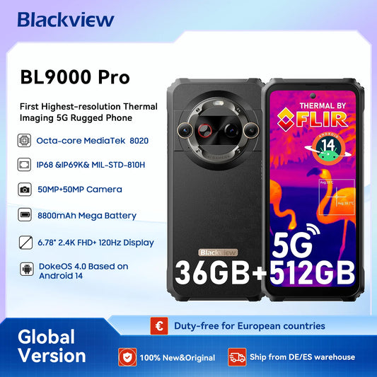 Blackview BL9000 PRO 5G Rugged Smartphone 6.78'' FHD Display 12GB 512GB Infrared Imaging Camera 8800mAh/120W Android 14