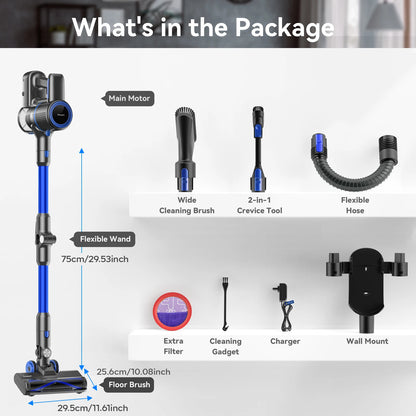 cordless vacuum cleaner, 60KPa, battery life 50 Min, tank 1L, for animal hair, Carpet and hard floors