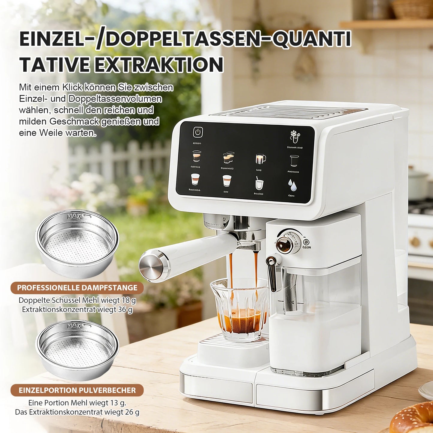 20 Bar Espresso machine with Automatic Milk Foaming System, All-in-One coffee maker machine for Latte, Cappuccino & Cold Brew