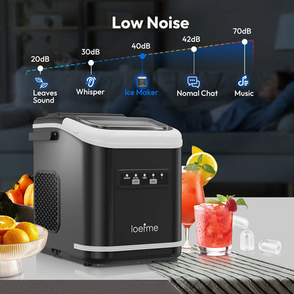 LOEFME 12kg/24h Electric Ice Maker Desktop Fully Automatic Bullet Ice Fast Ice Maker Machine Self-Cleaning Home Cafes Camping