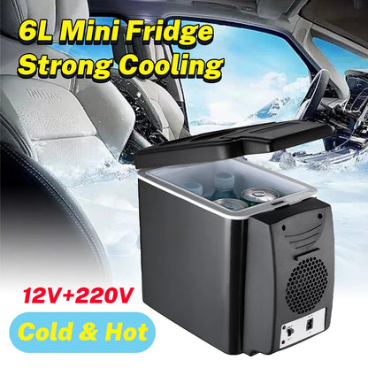 12V/220V 2in1 Car Home 6L Mini Fridge Portable Cooler & Warmer for Dormitory Home Cosmetics Breast Milk Insulin QuieOperationt