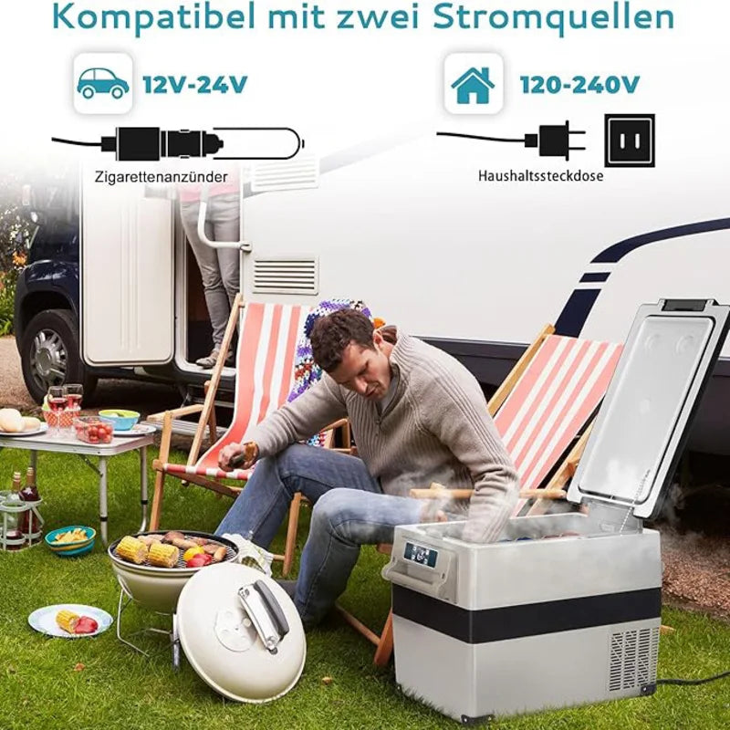 Car cooling box with compressor, 18/20/30.6/35/45/49.4L, with app, portable refrigerator 12V 24V 230V, camping refrigerator down to -20°C for cars and trucks