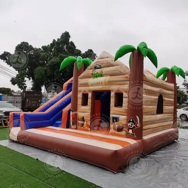 Commercial 17FT Large Inflatable  Pirate Jungle Bounce House With Slide Jumping Castle Bouncy House  For Kids  Outdoor Party