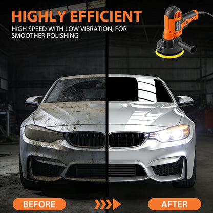 Buffer Polisher 1600W Electric Polishing Machines Portable Rotary Car Polisher with 0-3000 RPM Side Handles 3 Buffing Pads 125mm/5in Discs Perfect for Car Polish Floor Waxing Metal Descaling