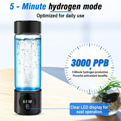 Electric Performance Hydrogen Water creator SPE PEM duel Chamber lonizer + PPB & Time Display Electric Hydrogen Water