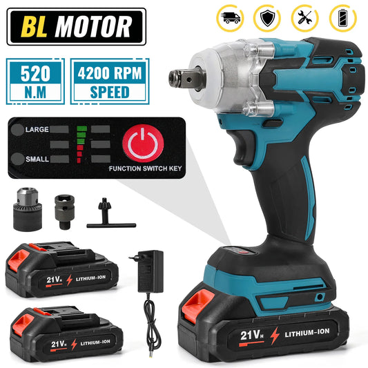 520N. m/1200N.M Cordless Electric Impact French Brushless Hand Electric Driver Electric Tool for Makita 18V Battery