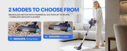 N7 PRO cordless vacuum cleaner-55 kPa powerful, 2 Modes, removable battery, for animal hair, Carpet, hard floors