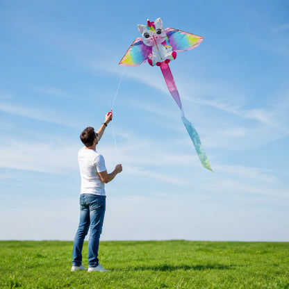 Yongjian Pink Unicorn Kite, a small kite ideal for beginners, easy to fly, comes with a 50-meter kite line