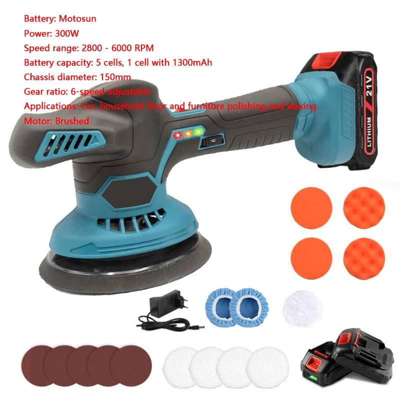 Brushelss Car Polisher 6 Gears Cordless Electric Polishing Machine Metal Waxing Wood Grinding For Maktita 18v Battery Pin