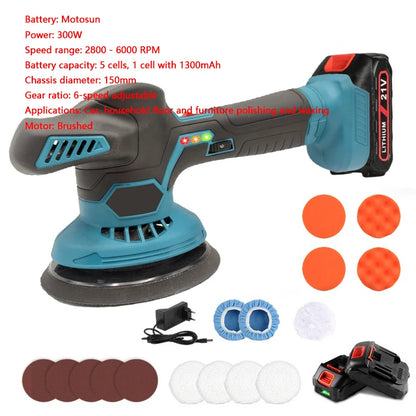 Brushelss Car Polisher 6 Gears Cordless Electric Polishing Machine Metal Waxing Wood Grinding For Maktita 18v Battery Pin