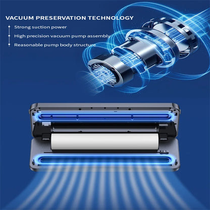 Electric Vacuum Sealer Built-in Cutter Kitchen Food Storage Seal Touch Button Dry/Wet Food Sealing Vacuum packaging machin