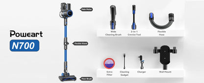 60KPa, 50min, 1L wireless vacuum cleaner for animal hair, Carpet, hard floors, N700