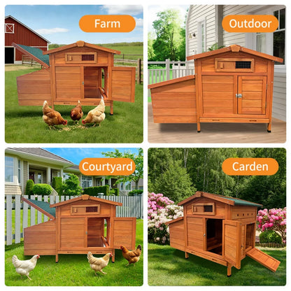 Chicken Coop on Stilts with Wooden Laying Nest Protects Chickens from Predators, Raised Nest, Easy to Clean