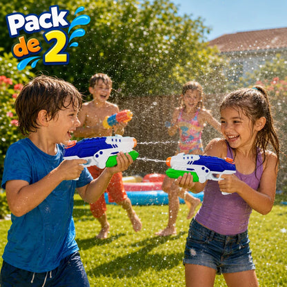 Pack of 2 - 33cm High Pressure Water Gun, Pumping Water Launcher for Children and Adults, Long Range Summer Toy for Beach and Pool, Water Battle Gift