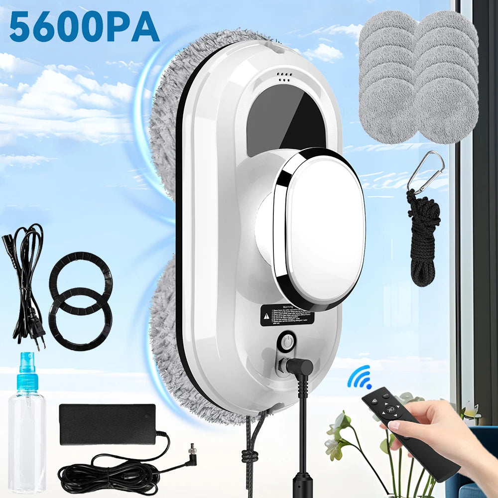5600PA Automatic Window Cleaning Robot Smart Electric Glass Cleaner Robot Home Intelligent Auto Window Washer Cleaning Machine With Remote Control for Indoor Outdoor Window