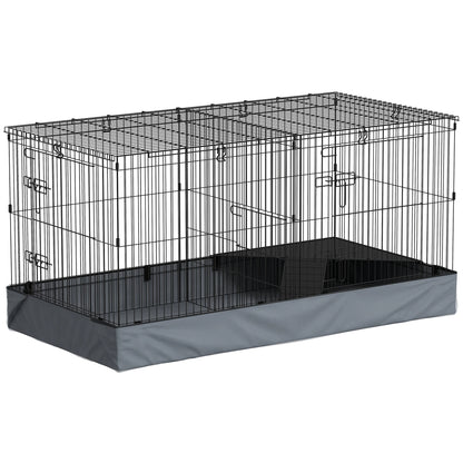 Large Metal Rabbit hamster Cage with Liner & Ramp, Indoor 2-Tier Bunny Habitat with Removable Base, Pet Cage for Rabbit, Guinea Pig, Small Animals