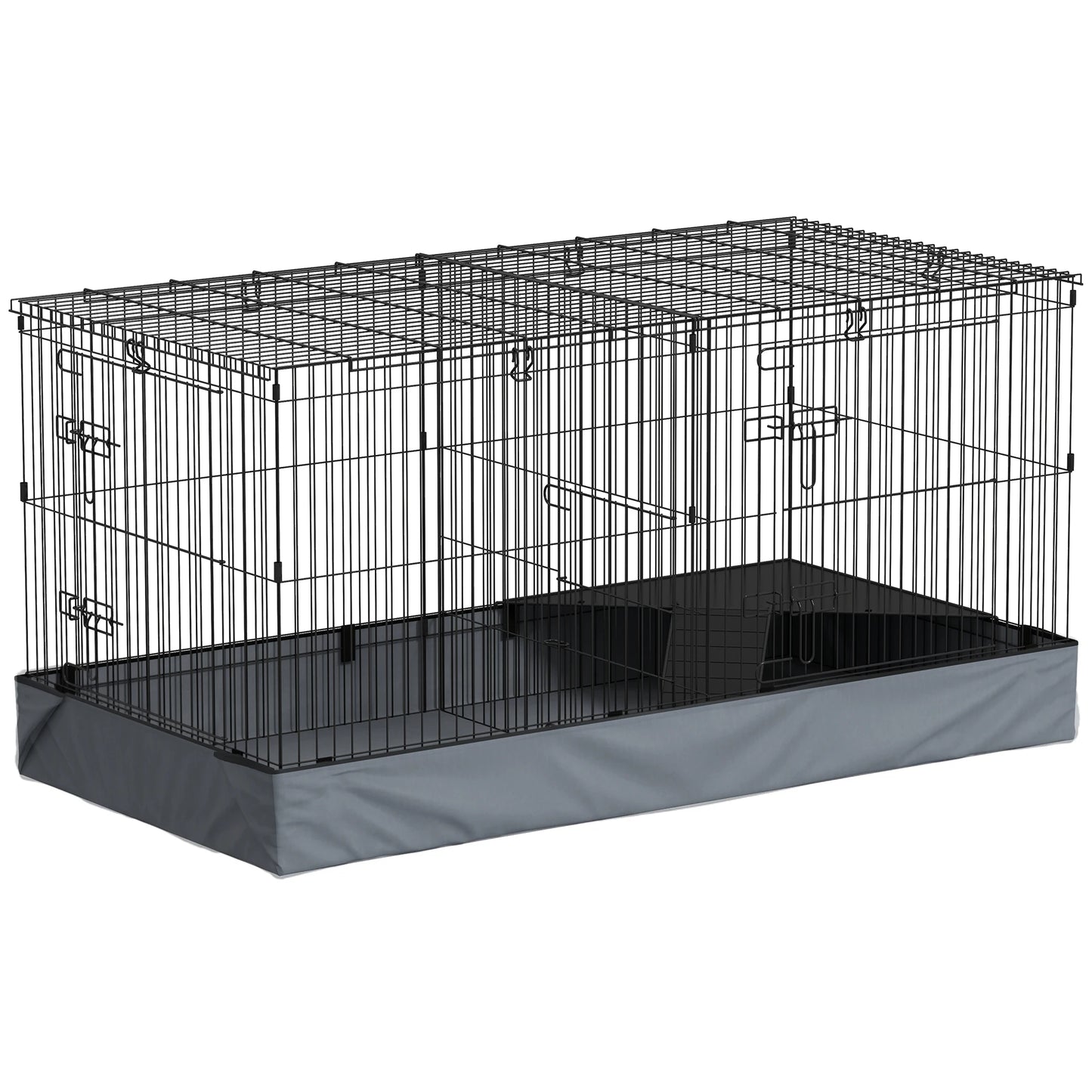 Large Metal Rabbit hamster Cage with Liner & Ramp, Indoor 2-Tier Bunny Habitat with Removable Base, Pet Cage for Rabbit, Guinea Pig, Small Animals