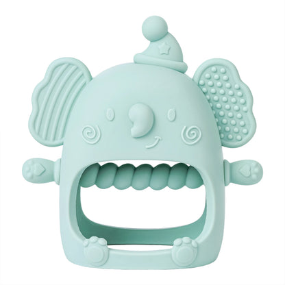 1pc Infant Silicone Teething Toy & Anti-drop Glove Set Elephant Shaped Soft Safe Nesting Toy For Early Educational