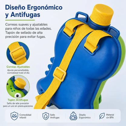 Water Gun with Dinosaur Backpack 1200ml - Outdoor Summer Toy for Children, Large Capacity and Long Range, Ideal for Pool, Beach and Garden - Shipping from Spain
