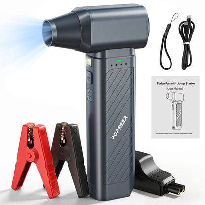 POPDEER PD-JA3 5000A 4-in-1 Jump Starter, 150PSI Air Compressor, 12V USB Powerbank with LCD Display, 10L Gas/8L Diesel